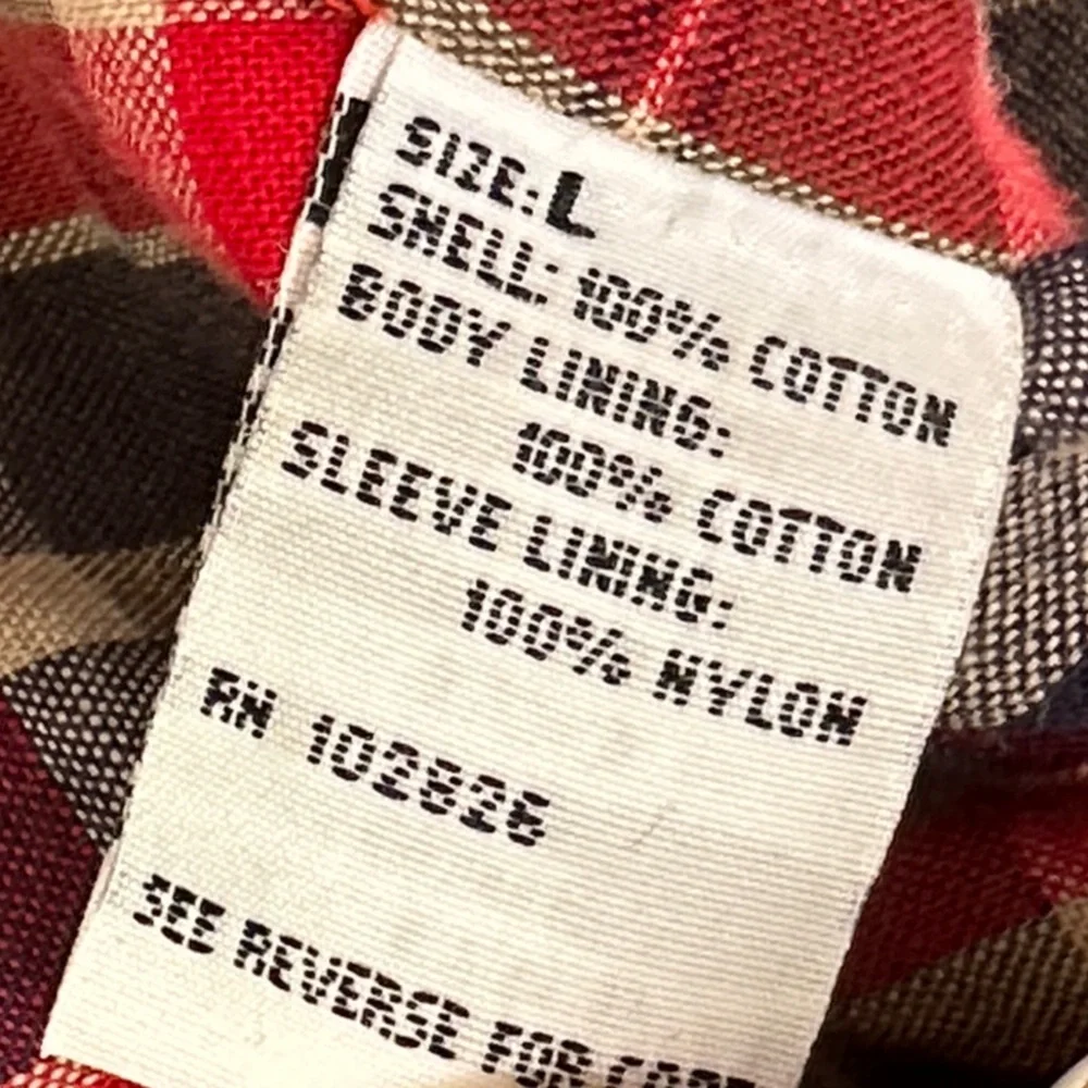 Vtg Red Brown Corduroy Oversized‎ Workwear Barn Chore Coat Field Jacket Cotton L - Picture 9 of 9